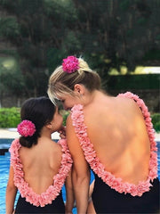 Parent-Child Sleeveless Lace-Up Backless One-Piece Swimwear