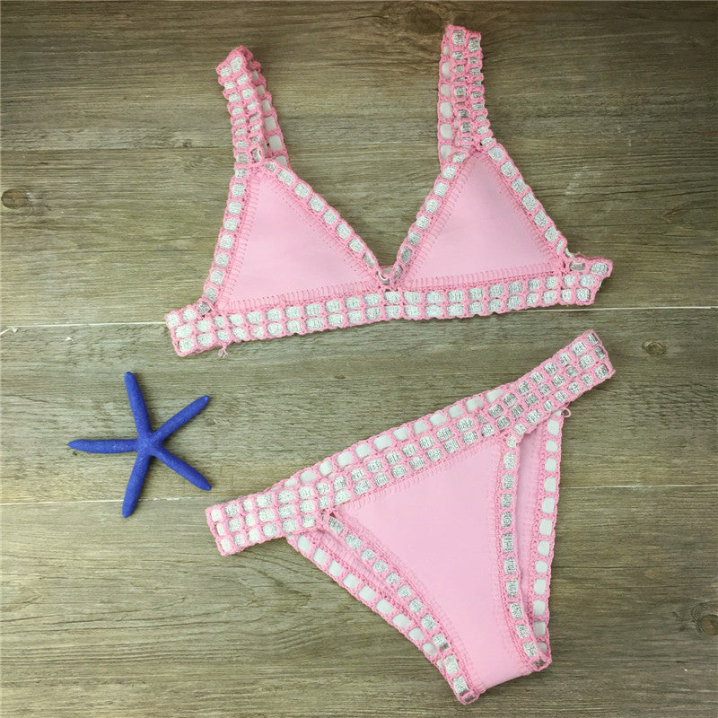 Handgehäkeltes Bikini-Set – Gestrickter Badeanzug für Damen 