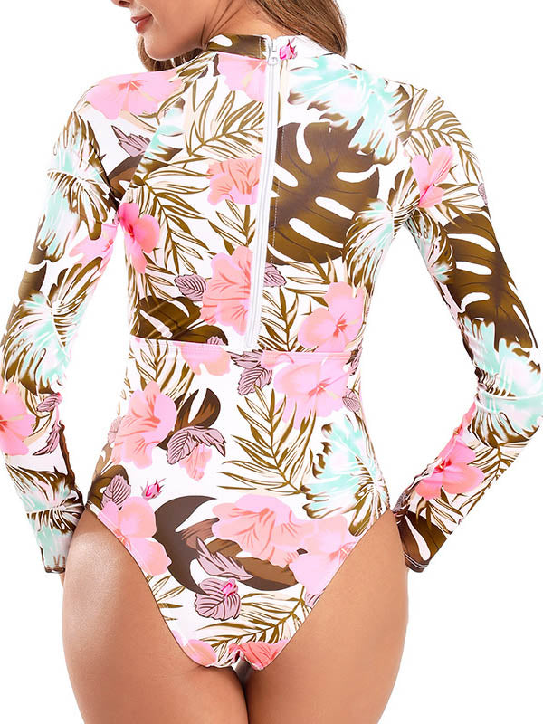 Long Sleeve Floral-Print Hollow Wetsuit