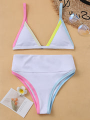 Color-Block Split-Joint Triangles Split Bikini Swimsuit