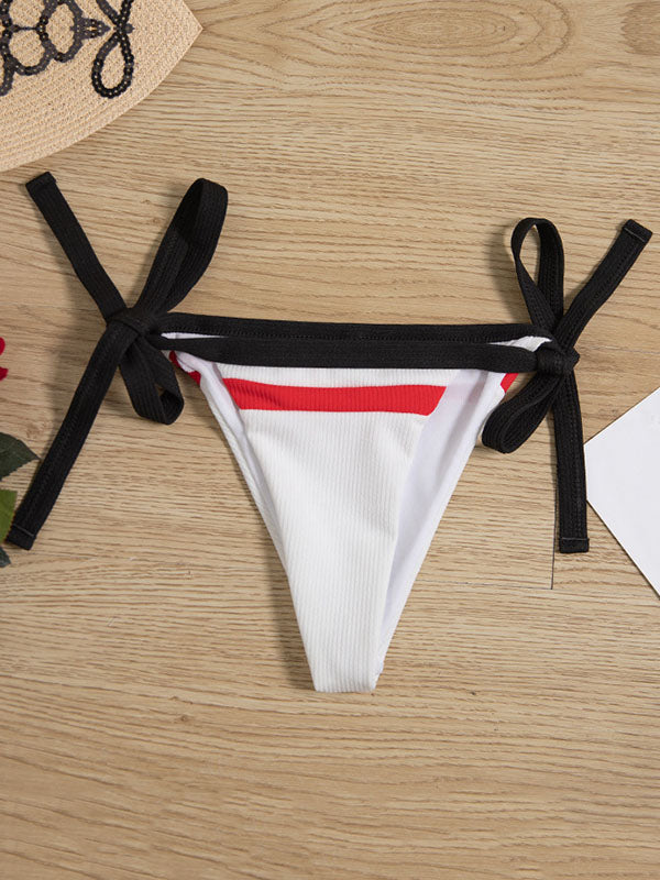 Spaghetti-Neck Color-Block Triangles Bikini Swimwear