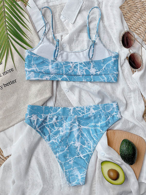 Sexy Bralette Split Printed Bikini Swimwear