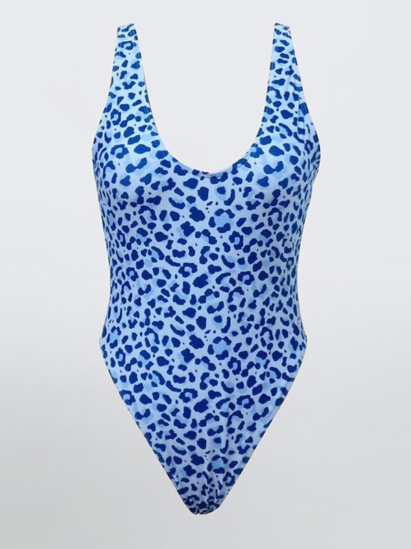 Sexy Leopard-Print Backless One-Piece Swimsuit