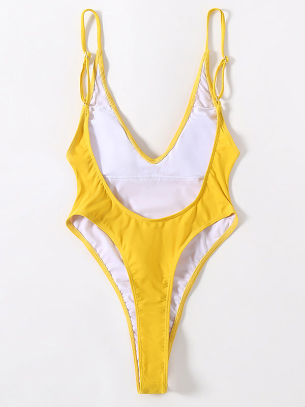 Simple Sleeveless Backless Tight One-Piece Swimwear