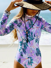 Long Sleeve Floral-Print Hollow Wetsuit