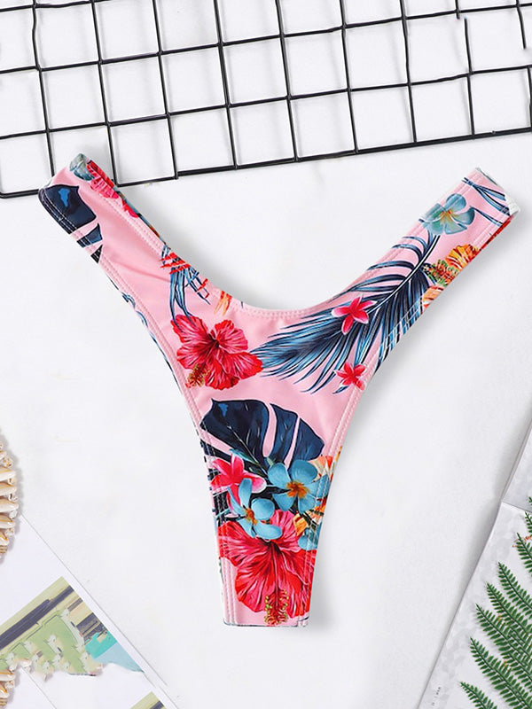 Floral-Print Triangles Low Waist Bikini Pants