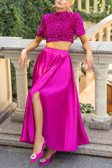 Amazing Views Satin High Waist Slit Maxi Skirt