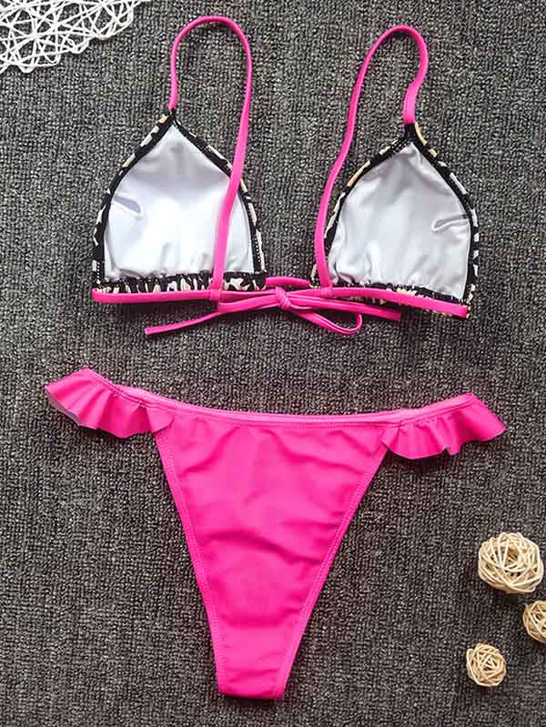 Halterneck Leopard Print Bikini Swimwear