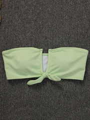 Einfarbiger Bikini-Badeanzug mit Knoten 