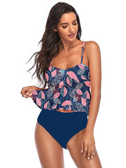 Falbala Folral-Printed High-Waisted Bikinis Swimsuit