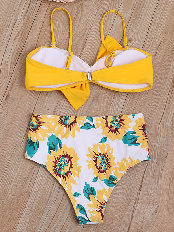 Bowknot Bralette Floral Bikini Swimwear