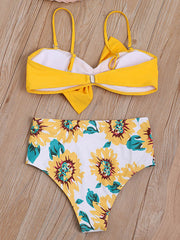 Bowknot Bralette Floral Bikini Swimwear