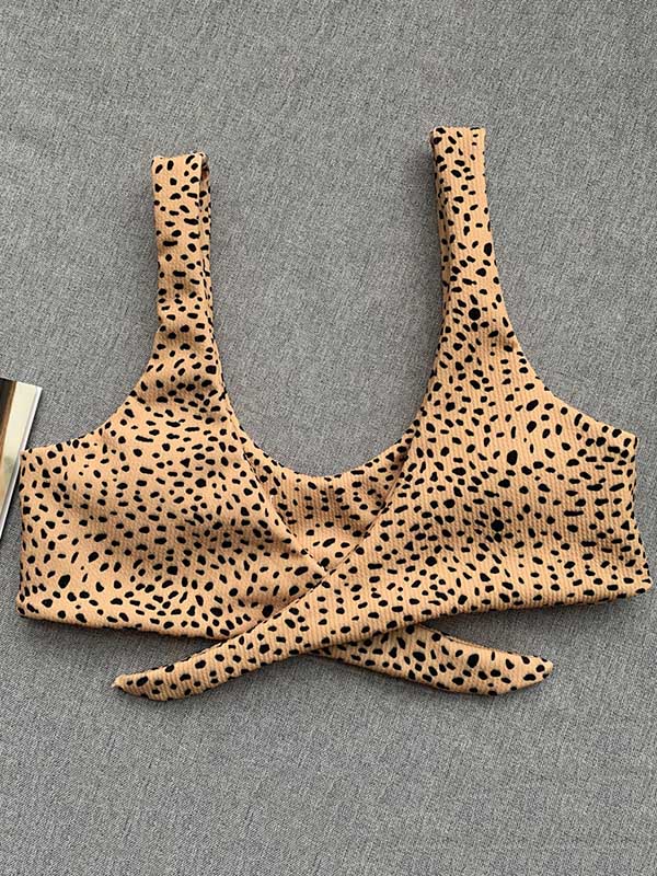 Leopard Print Backless One-Piece Swimsuit