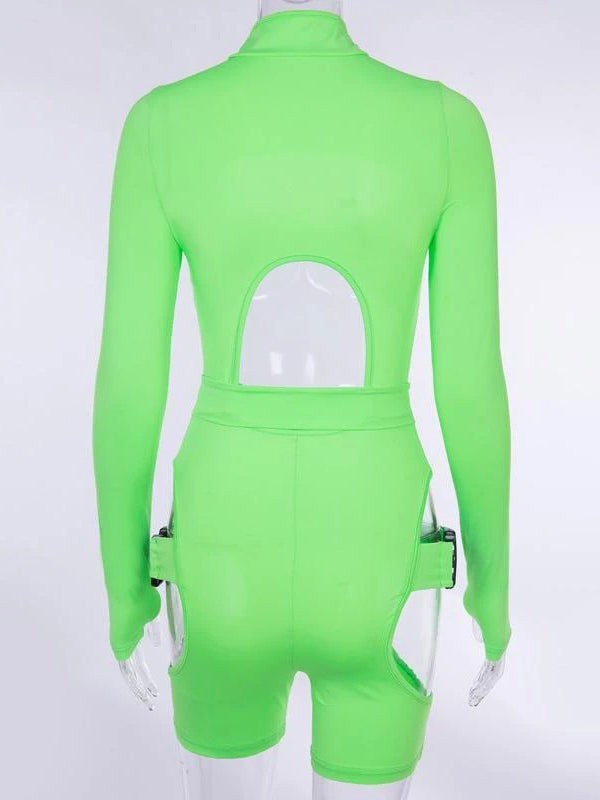 Long Sleeve Zipper Hollow One-Piece Wetsuit