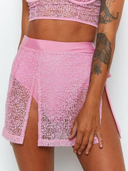 See-Through Split-Joint Underwired Short Skirt Split Tankini Swimsuit