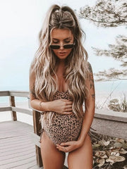 Pregnant  Leopard Print One-Piece Bikini Swimsuit