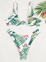 Spaghetti-Neck Floral Bralette More Coverage Bikini Swimwear