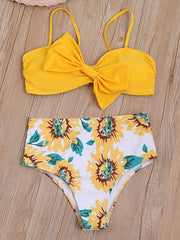 Bowknot Bralette Floral Bikini Swimwear