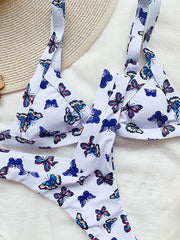 Bikini-Badeanzug mit Blumen-Print und Schlitz 