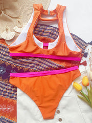 Solid Color Split-Joint Bikini Swimsuit