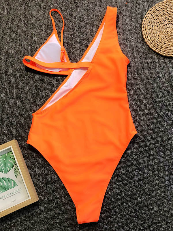 Hollow Stitching Ladies One-Piece Swimsuit