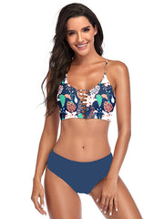 Floral Printed High-Waisted Bikini Swimsuit