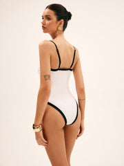 Contrast Binding Basic One Piece Swimsuit