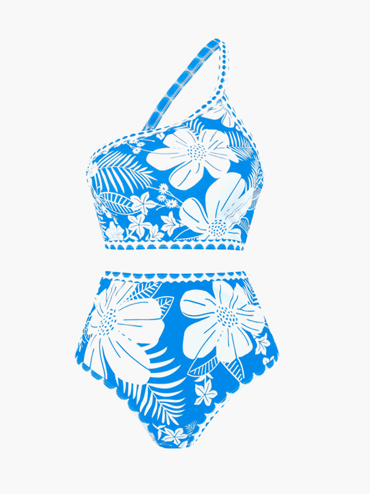 One Shoulder Floral Bikini Set