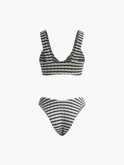 Knotted Stripe Knit Bikini Set