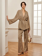 Leisure Belted Wrap Pants Set