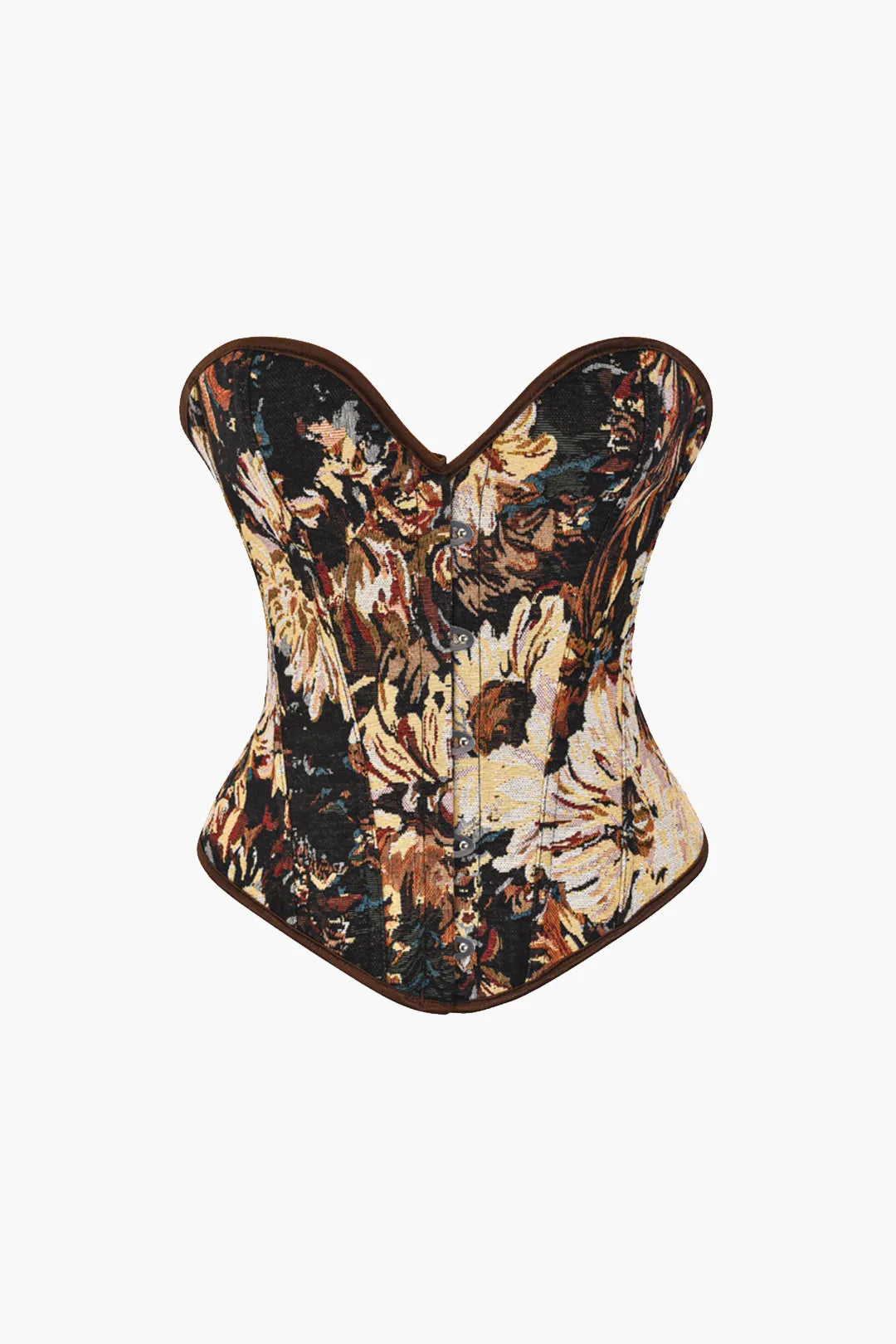 Cavasa Abstract Print Braided Tie Corset Top