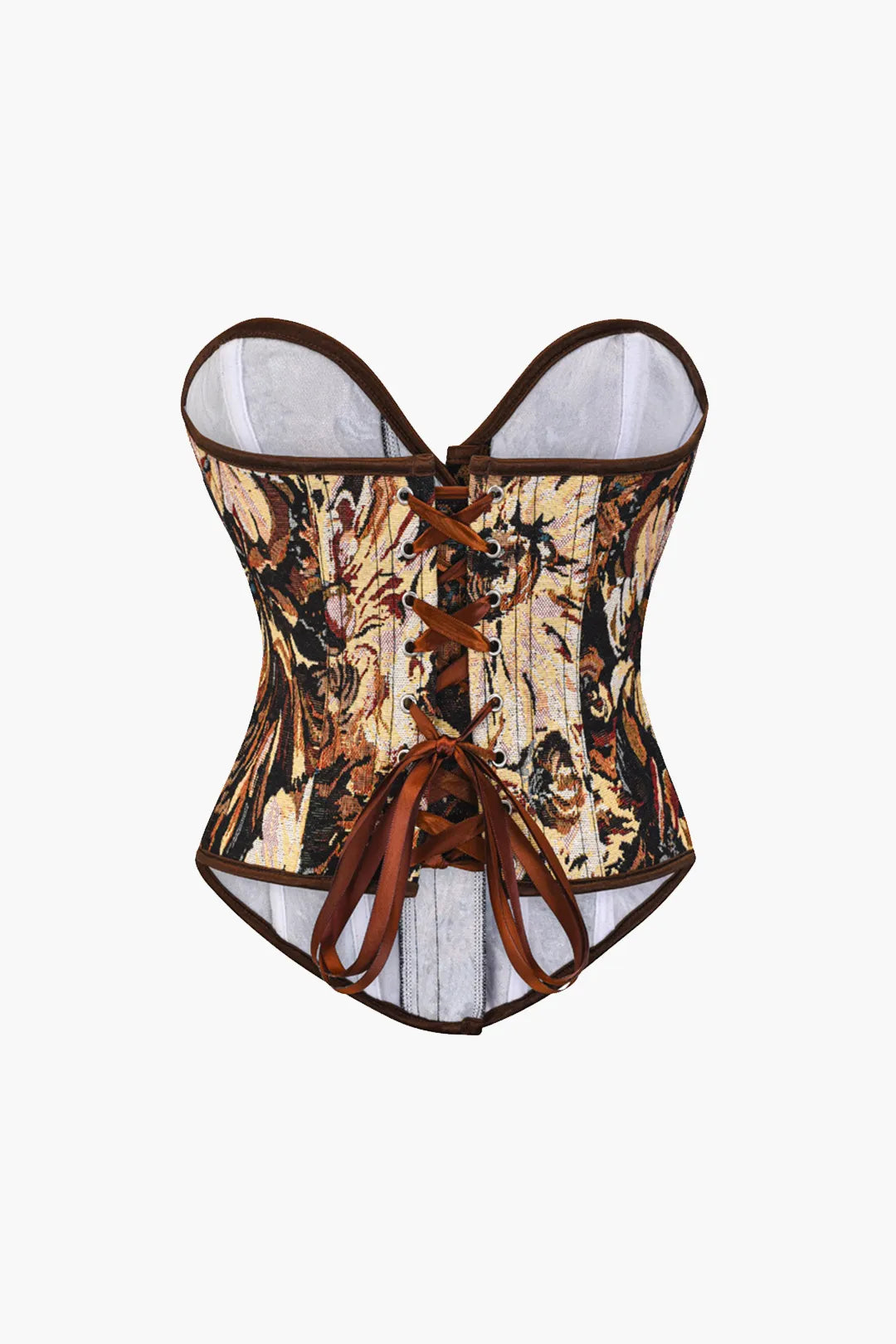 Cavasa Abstract Print Braided Tie Corset Top