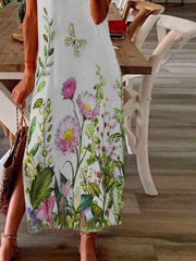 Casual Short Sleeve Scoop Neckline Floral Dresses