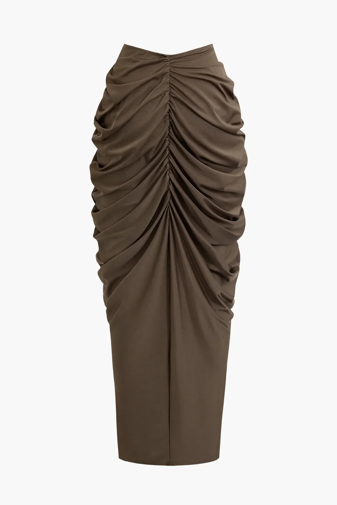 Hailey Solid V-neck Ruched Top and Waist Maxi Skirt Set