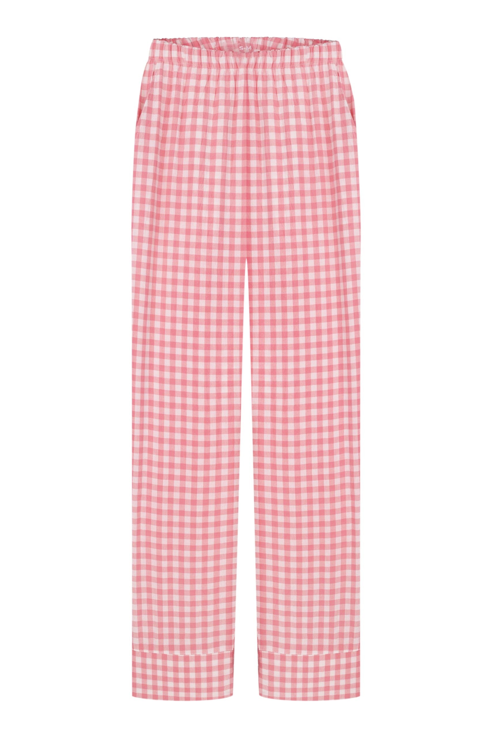 Pink Plaid Loose Pajamas Set