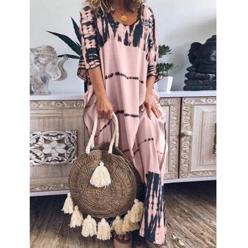 Women's Summer Loose Casual Tie Dye Maxi Dress