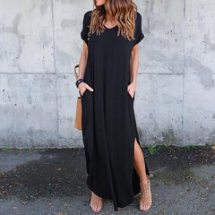 Plus Size 5XL Summer Casual Short Sleeve Maxi Dress For Women