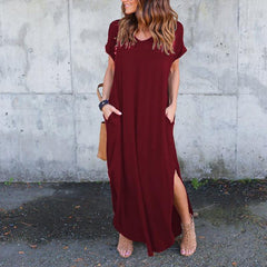 Plus Size 5XL Summer Casual Short Sleeve Maxi Dress For Women