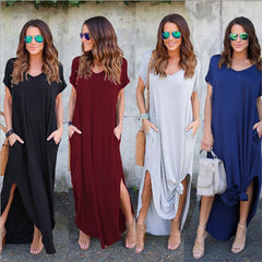 Plus Size 5XL Summer Casual Short Sleeve Maxi Dress For Women