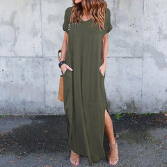 Plus Size 5XL Summer Casual Short Sleeve Maxi Dress For Women