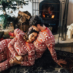 Red and White Christmas Print Family Matching Pajamas Sets