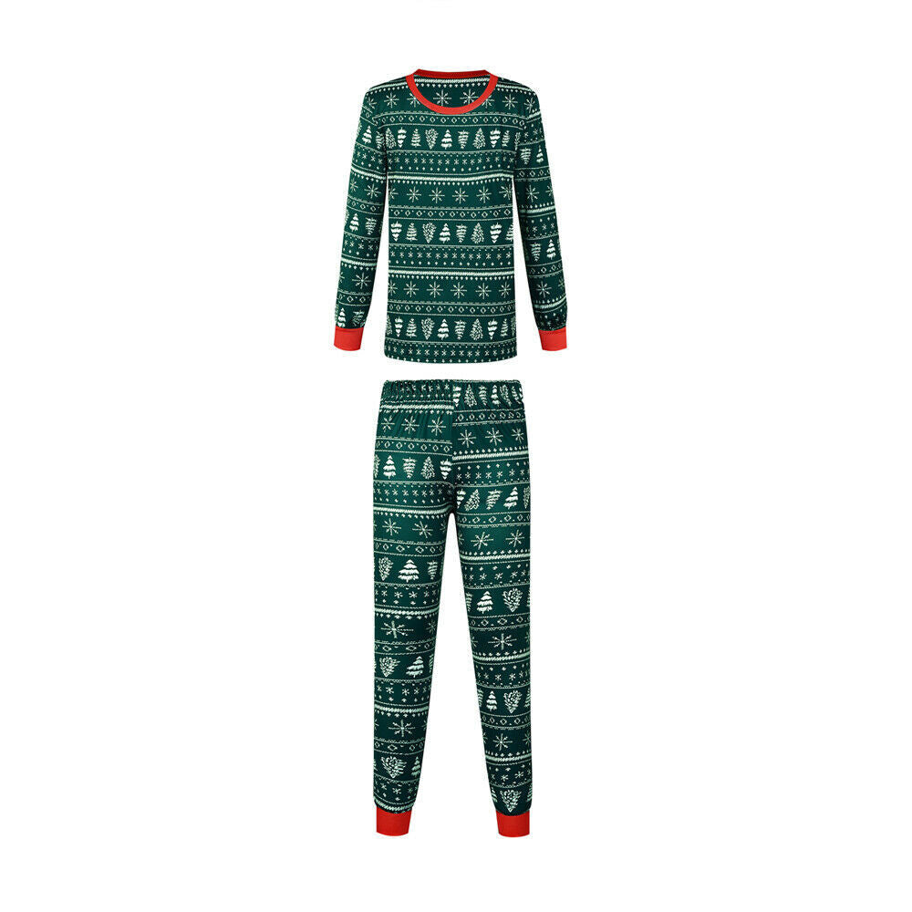 Green Christmas Tree Patterned Family Matching Pajamas Sets