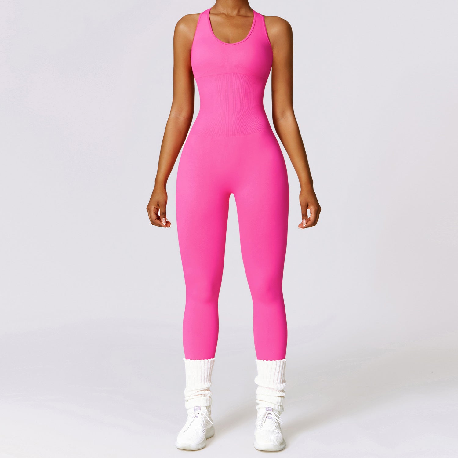 Spring Gym Seamless Yoga Jumpsuit – Belly Contracting & Back Shaping One Piece for Women