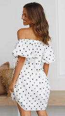 Short Sleeve Off Shoulder Printed Dress