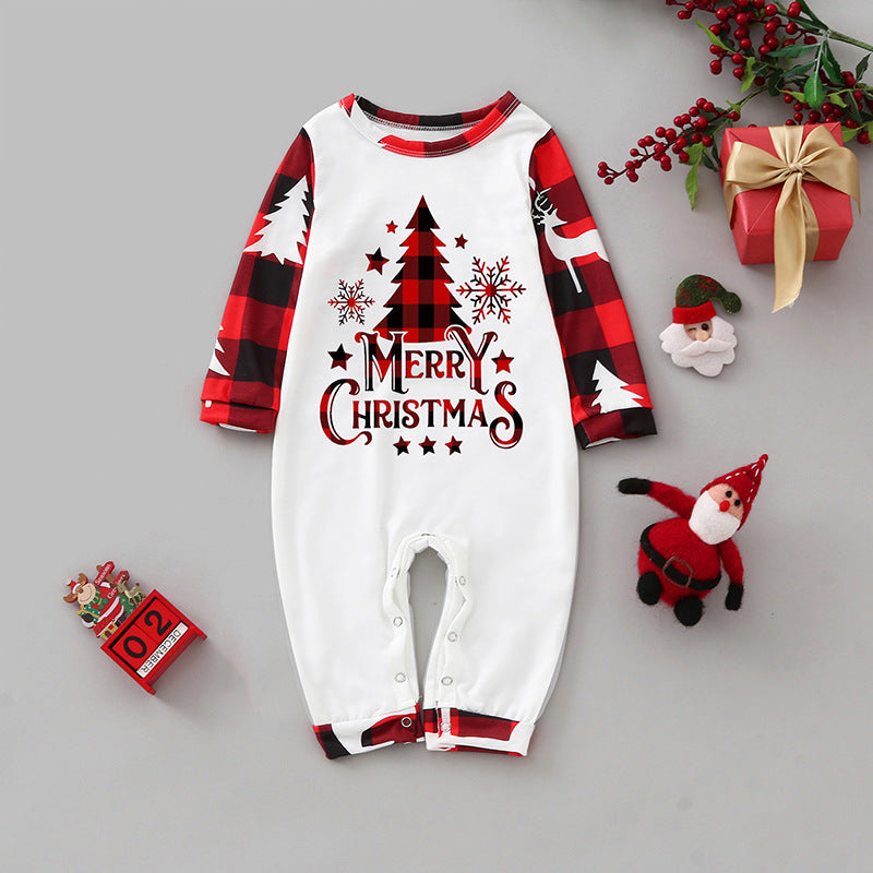 Red Plaid Christmas Tree Pattern Family Matching Pajamas Sets