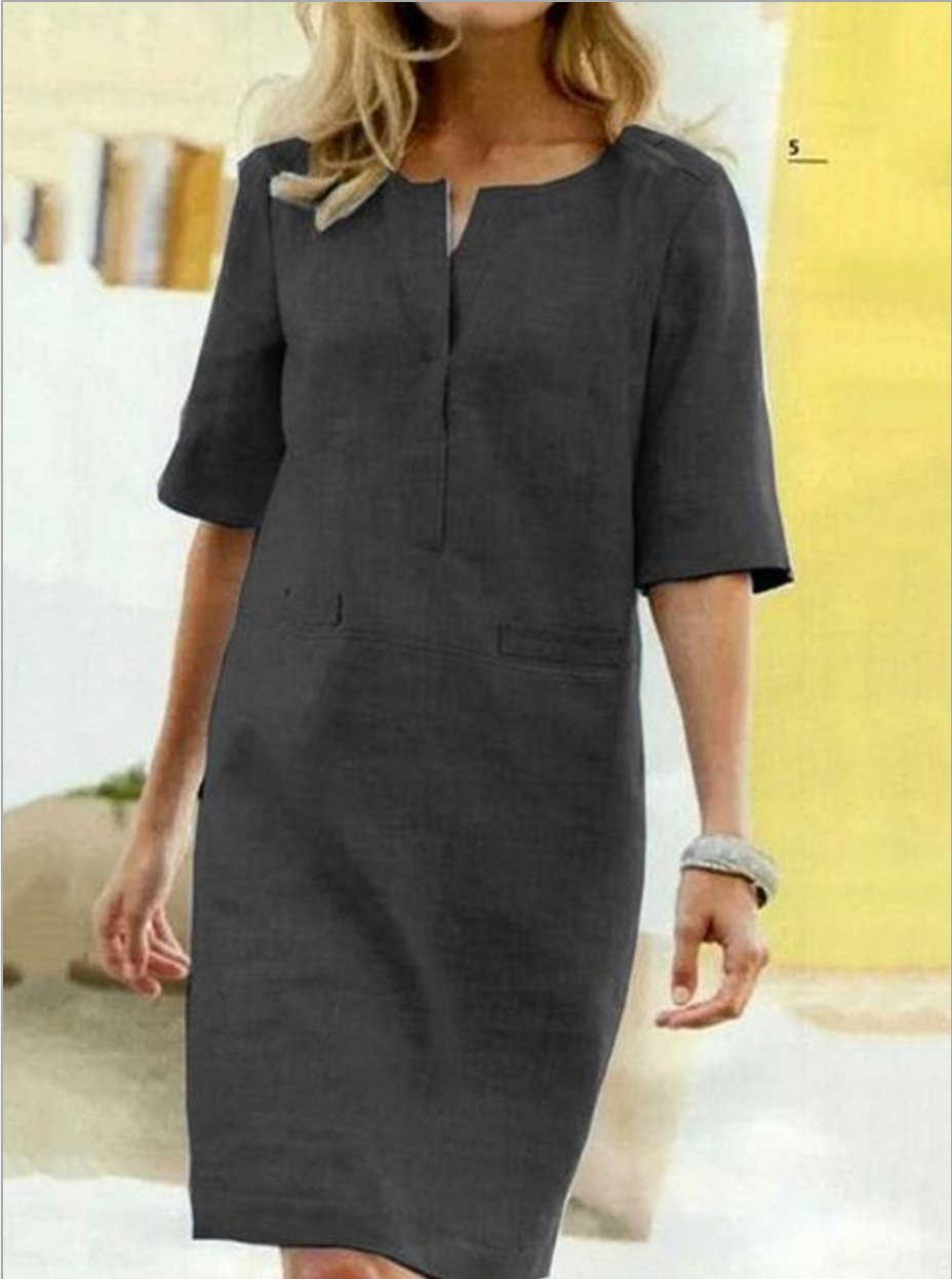 Casual Elegant Short-sleeved Midi Dress