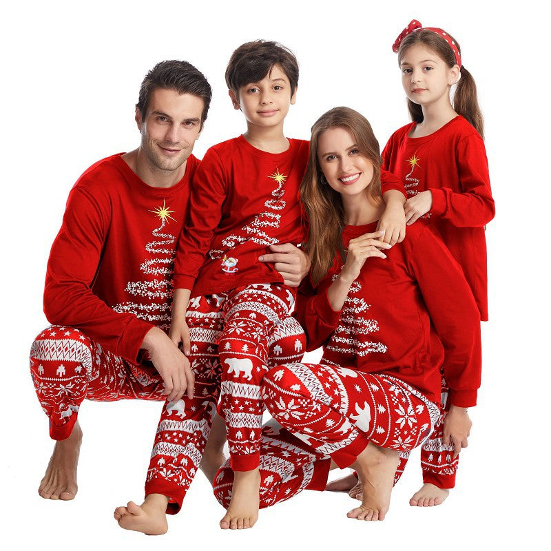 Red Christmas Tree Print Fmalily Matching Pajamas Sets