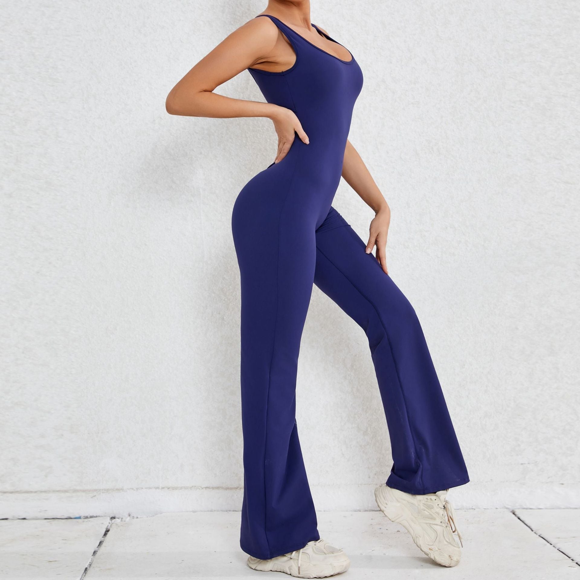 Autumn Sand Hollow Out Cutout Beauty Back One Piece Peach Hip Lifting Yoga Jumpsuit