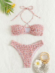 Neckholder-Bikini mit Blumenmuster