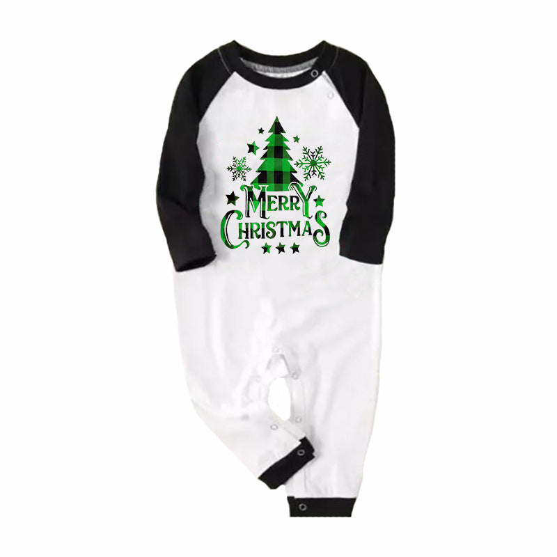 Green Plaid Christmas Tree Pattern Family Matching Pajamas Sets (with Pet's dog clothes)